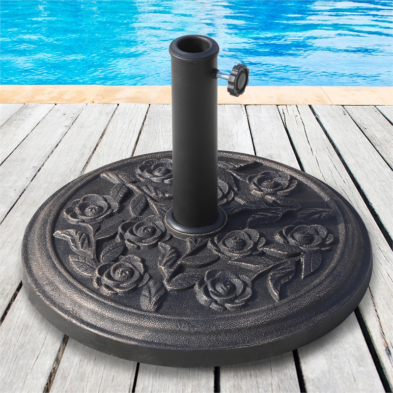 Bronze Steel Patio Umbrella Base Stand with Rose Pattern  20 lbs