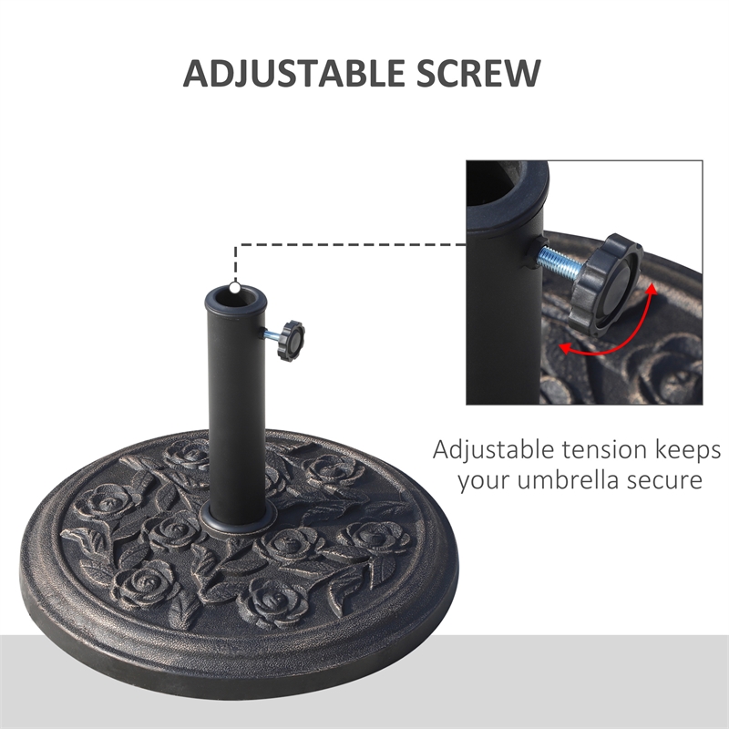 Bronze Steel Patio Umbrella Base Stand with Rose Pattern  20 lbs