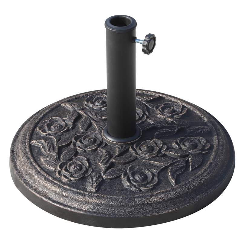 Bronze Steel Patio Umbrella Base Stand with Rose Pattern  20 lbs