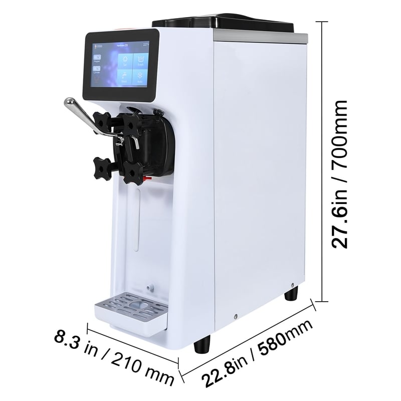 White Stainless Steel Commercial Ice Cream Maker 10.6 QT Touch Screen