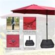15 x 9ft Red Metal Double-Sided Patio Umbrella with 48 LED Lights  Base