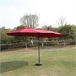 15 x 9ft Red Metal Double-Sided Patio Umbrella with 48 LED Lights  Base