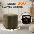 Olive Polyester Swivel Vanity Stool  Upholstered Makeup Chair  Accent Ottoman