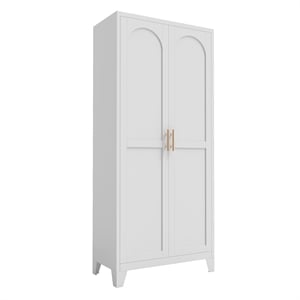 71  White Metal Storage Cabinet with Adjustable Shelves  2 door steel pantry