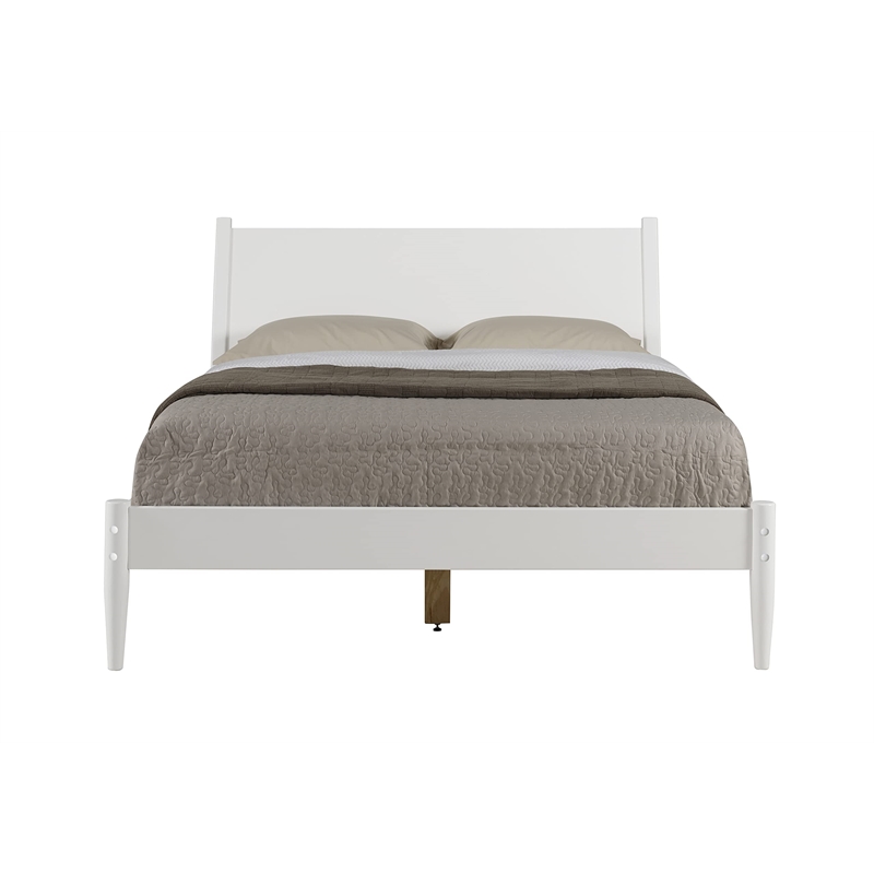 Camaflexi Mid-Century Solid Wood Twin Panel Bed in White