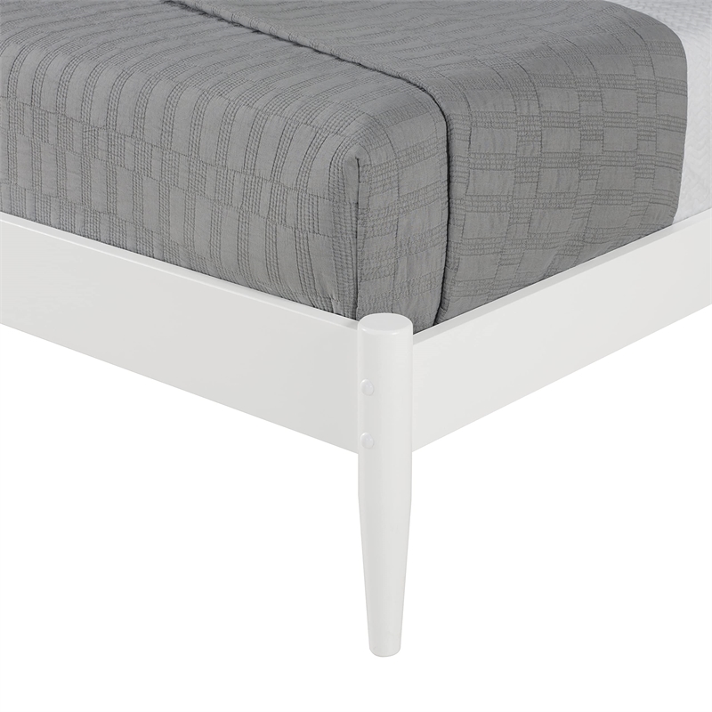 Camaflexi Mid-Century Solid Wood Twin Panel Bed in White