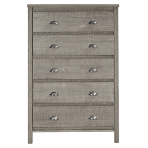 Camaflexi Baja Solid Wood 5-Drawer Bedroom Chest in Driftwood Gray