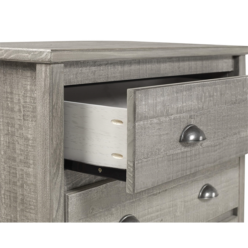 Camaflexi Baja Solid Wood 5-Drawer Bedroom Chest in Shabby White