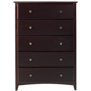 Camaflexi Shaker Style Solid Wood 5-Drawer Bedroom Chest in Cappuccino