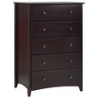 Camaflexi Shaker Style Solid Wood 5-Drawer Bedroom Chest in Cappuccino