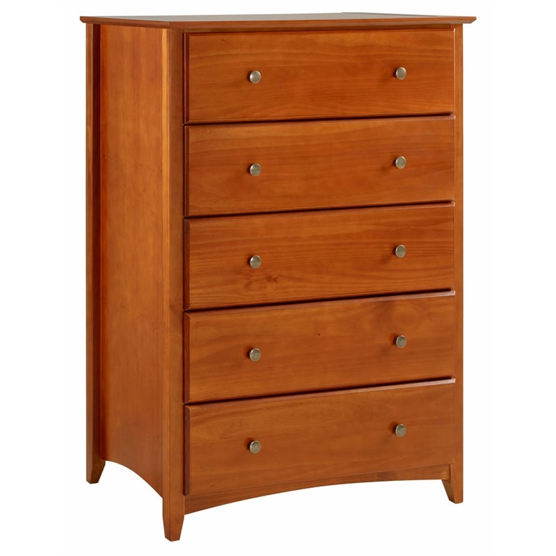 Camaflexi Shaker Style Solid Wood 5-Drawer Bedroom Chest in Cherry