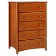 Camaflexi Shaker Style Solid Wood 5-Drawer Bedroom Chest in Cherry