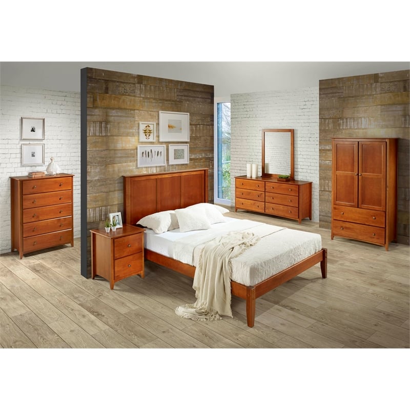 Camaflexi Shaker Style Solid Wood 5-Drawer Bedroom Chest in Cherry