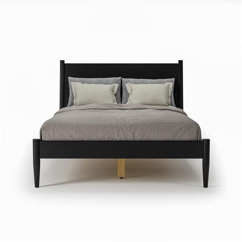 Camaflexi Mid-Century Solid Wood Full Panel Bed in Scandinavian Oak
