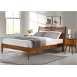 Camaflexi Mid-Century Solid Wood Slat Queen Bed in Castanho Brown