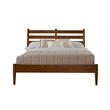 Camaflexi Mid-Century Solid Wood Slat Queen Bed in Castanho Brown