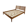 Camaflexi Mid-Century Solid Wood Slat Queen Bed in Castanho Brown