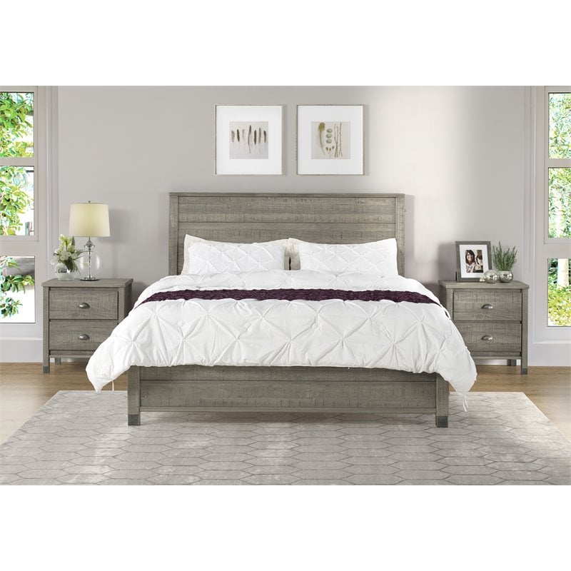 Camaflexi Baja Solid Wood Queen Platform Bed in Driftwood Gray