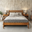 Camaflexi Mid-Century Solid Wood Queen Platform Bed in Castanho Brown