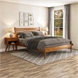 Camaflexi Mid-Century Solid Wood Queen Platform Bed in Castanho Brown
