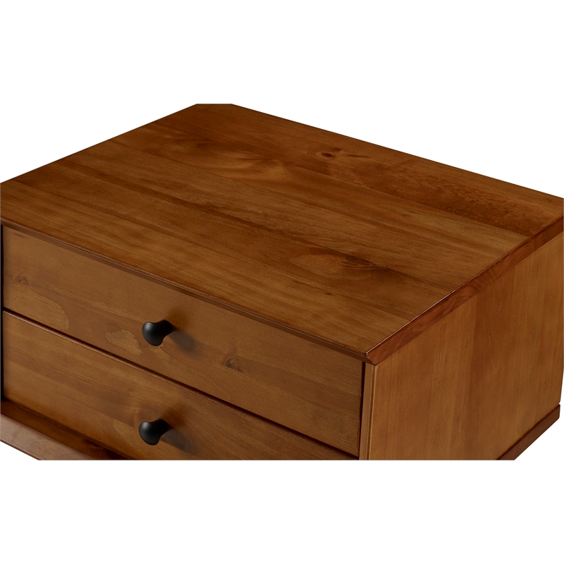 Camaflexi Mid-Century Solid Wood 2-Drawer Nightstand in Castanho Brown
