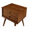 Camaflexi Mid-Century Solid Wood 2-Drawer Nightstand in Castanho Brown
