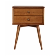 Camaflexi Mid-Century Solid Wood 2-Drawer Nightstand in Castanho Brown