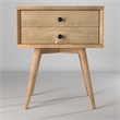 Camaflexi Mid-Century Solid Wood 2-Drawer Nightstand in Scandinavian Oak