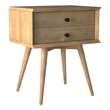 Camaflexi Mid-Century Solid Wood 2-Drawer Nightstand in Scandinavian Oak