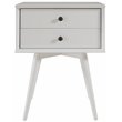 Camaflexi Mid-Century Solid Wood 2-Drawer Nightstand in White