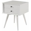 Camaflexi Mid-Century Solid Wood 2-Drawer Nightstand in White