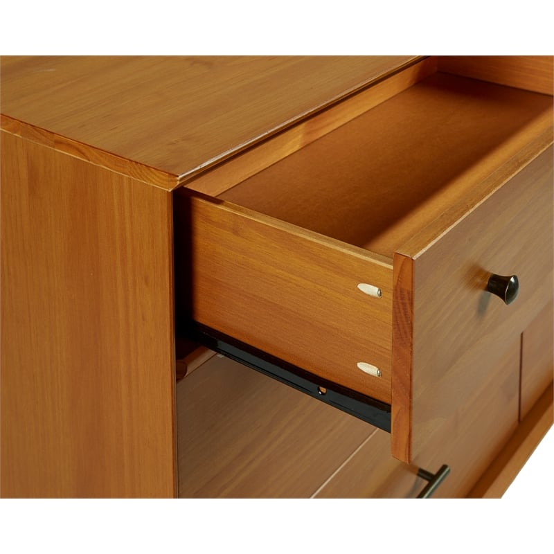 Camaflexi Mid-Century Solid Wood 6-Drawer Bedroom Dresser in Castanho Brown