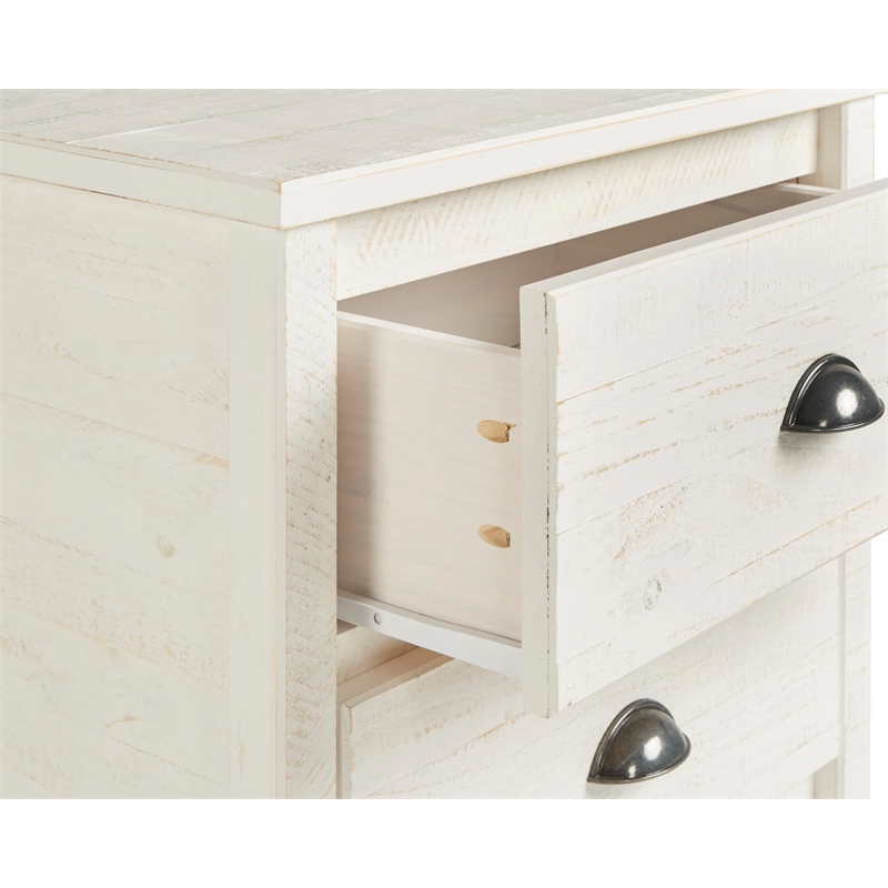 Camaflexi Baja Solid Wood 2-Drawer Nightstand in Shabby White