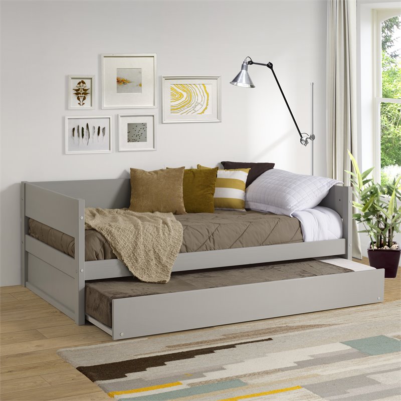 Camaflexi Tribeca Solid Wood Twin Daybed and Trundle Set in Gray