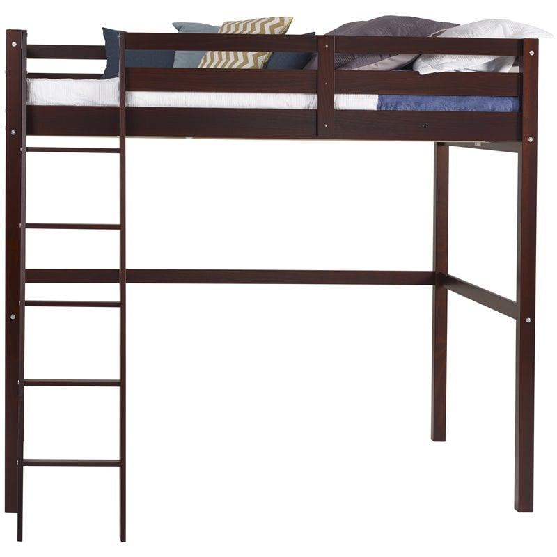 Camaflexi Tribeca Solid Wood High Loft Bed Frame Full in Cappuccino