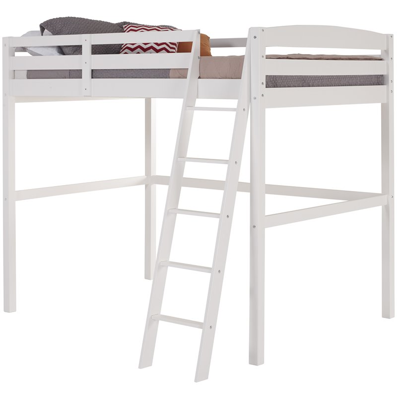 Camaflexi Tribeca Solid Wood High Loft Bed Frame Full in White