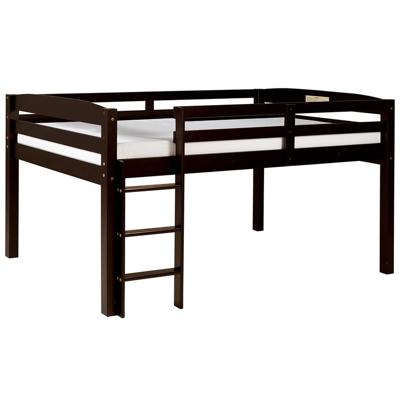 Camaflexi Tribeca Solid Wood Low Loft Bed Frame Full in Cappuccino