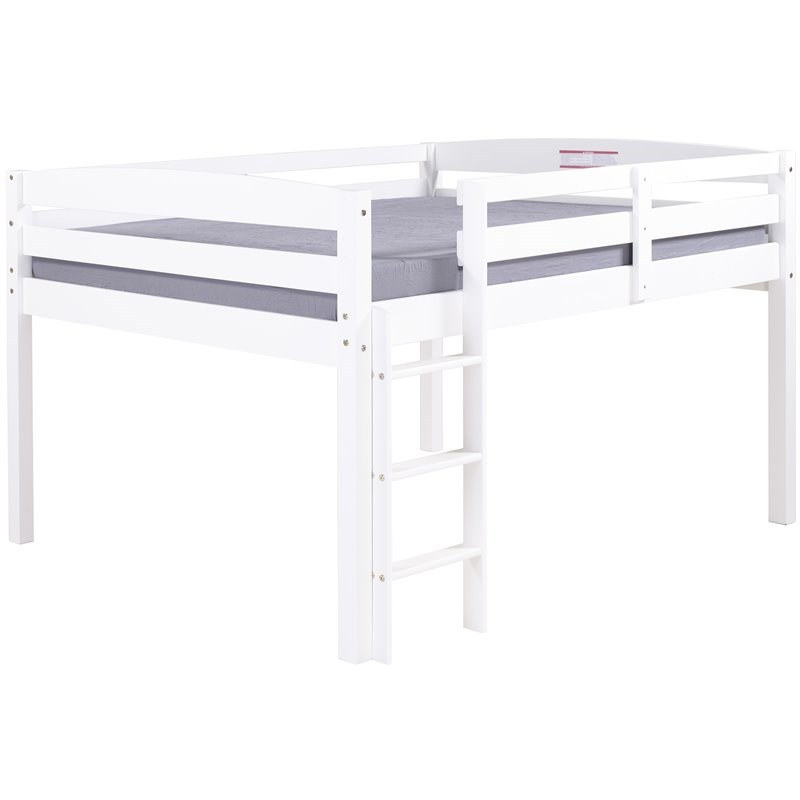 Camaflexi Tribeca Solid Wood Low Loft Bed Frame Full in White