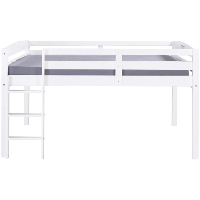 Camaflexi Tribeca Solid Wood Low Loft Bed Frame Full in White