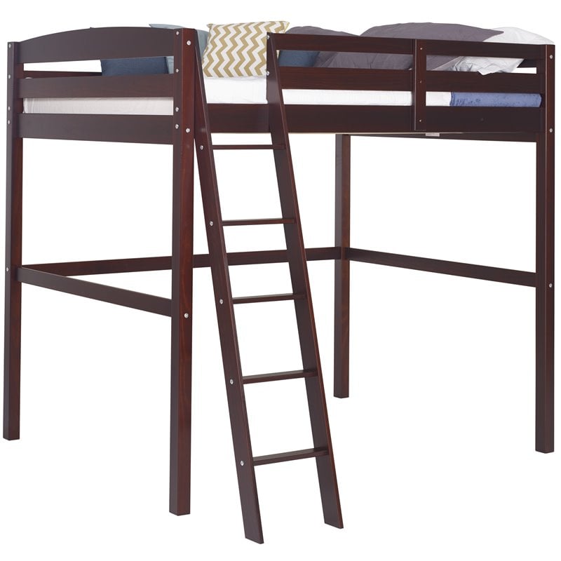 Camaflexi Tribeca Solid Wood High Loft Bed Frame Twin in Cappuccino