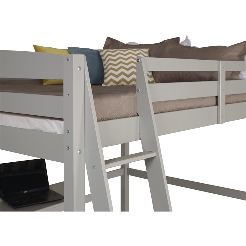 Camaflexi Tribeca Solid Wood High Loft Bed Frame Twin in Gray
