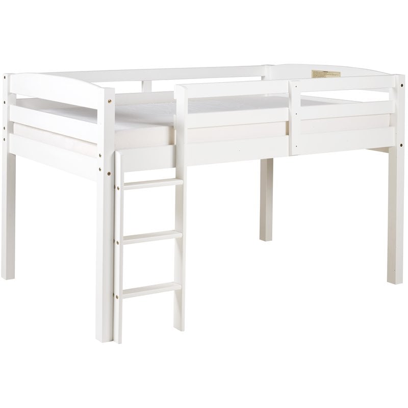 Camaflexi Tribeca Solid Wood Low Loft Bed Frame Twin in White