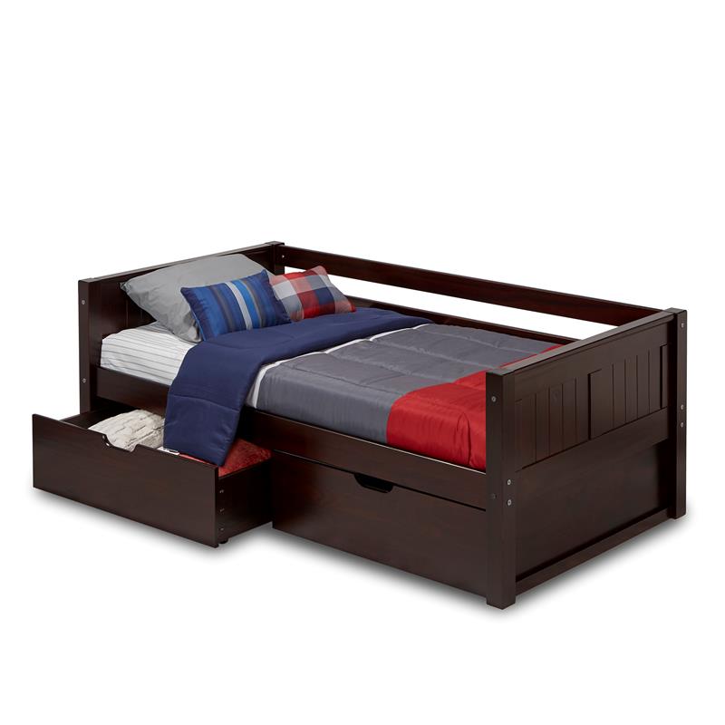 Camaflexi Daybed / Panel Headboard / Solid Wood / Drawers / Cappuccino - Twin