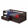 Camaflexi Daybed / Panel Headboard / Solid Wood / Drawers / Cappuccino - Twin