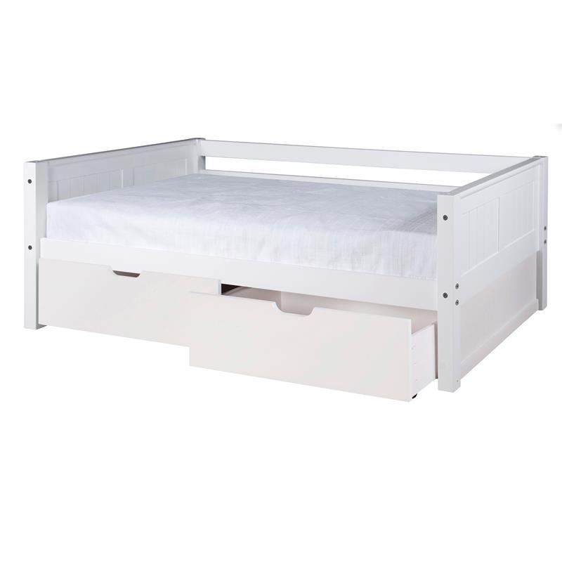 Camaflexi Daybed / Panel Headboard / Solid Wood / Drawers / White Finish - Twin