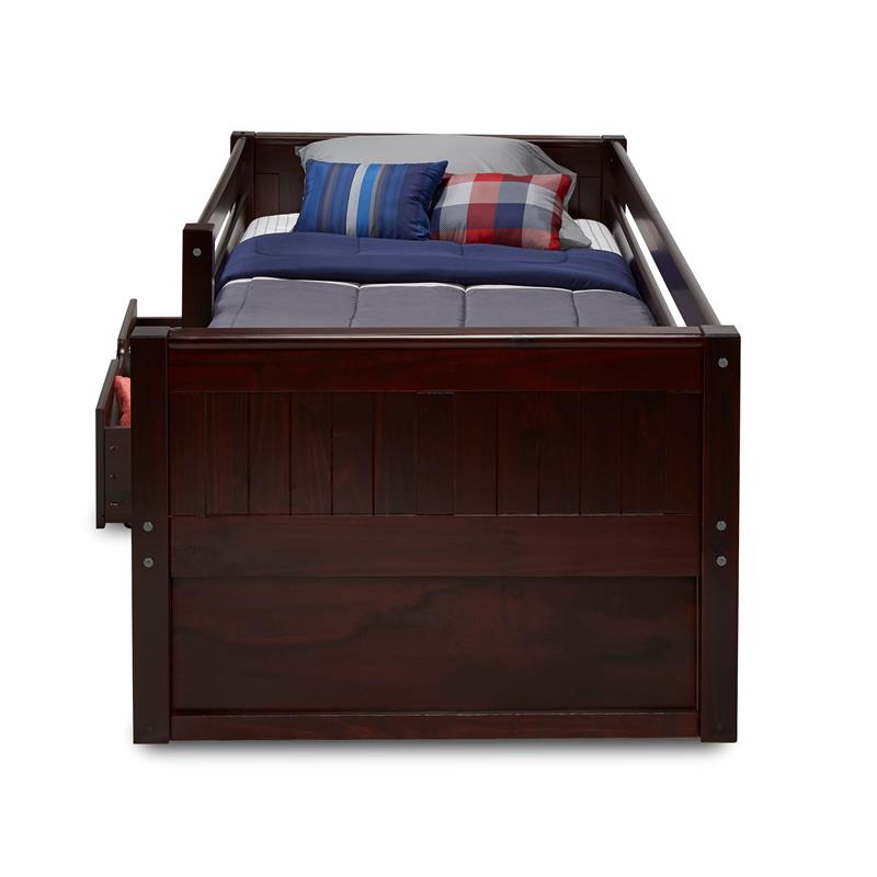 Camaflexi Daybed / Panel Headboard / Solid Wood / Drawers / Cappuccino - Twin