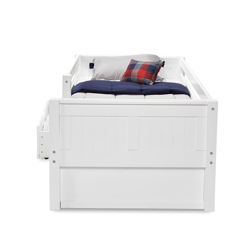 Camaflexi Daybed / Panel Headboard / Solid Wood / Drawers / White - Twin
