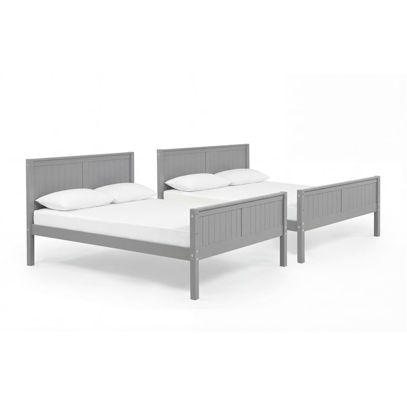 Camaflexi Twin over Twin Bunk Bed - Panel Headboard - Gray Finish