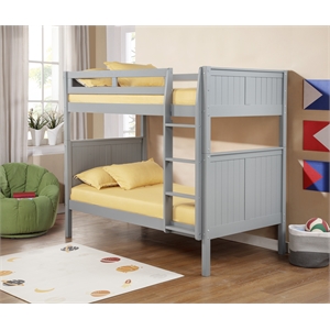 Camaflexi Twin over Twin Bunk Bed - Panel Headboard - Gray Finish