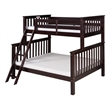 Santa Fe Mission Tall Bunk Bed Twin over Full - Angle Ladder - Cappuccino Finish